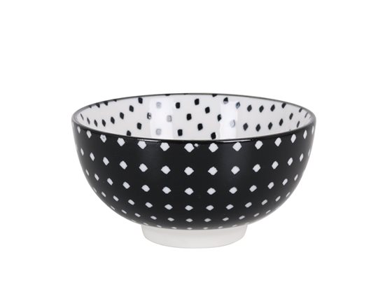 Japán tál porcelánból, 11cm, "Hana", Black/White - La Mediterranea