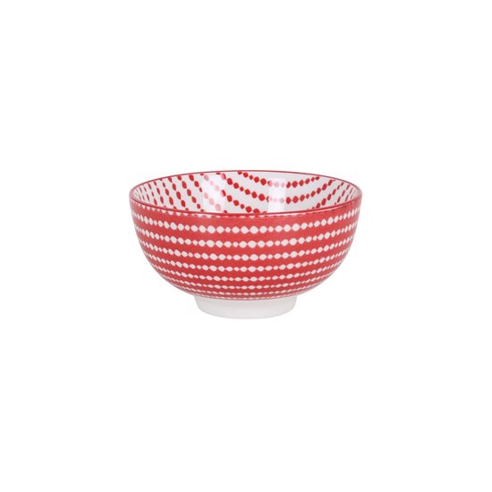 Japán tál, porcelán, 11cm, "Hana", piros/fehér - La Mediterranea