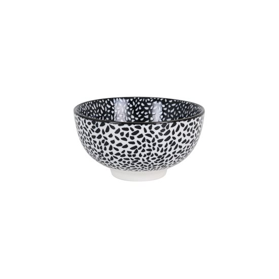 Japán tál, porcelán, 11cm, "Hana", Fehér/Fekete - La Mediterranea