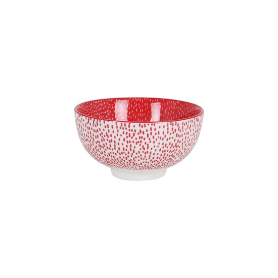 Japán tál, porcelán, 11cm, "Hana", fehér/piros - La Mediterranea