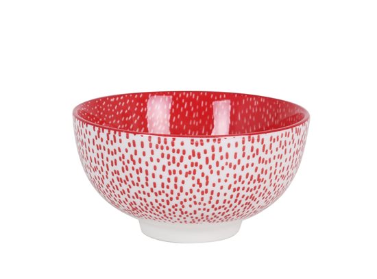 Japán tál, porcelán, 11cm, "Hana", fehér/piros - La Mediterranea
