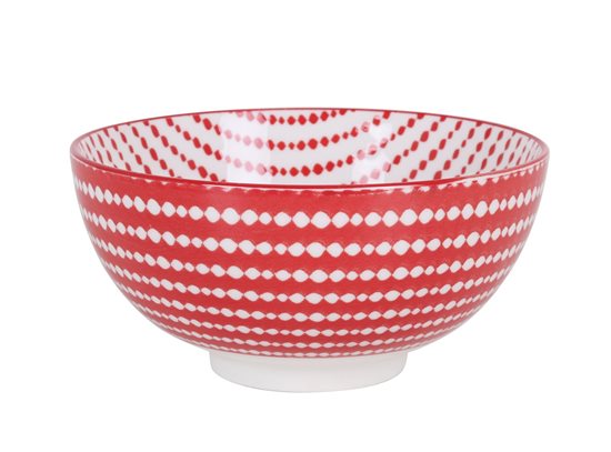 Japán tál, porcelán, 15,5cm, "Hana", piros/fehér - La Mediterranea