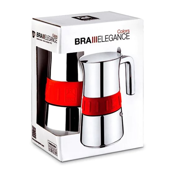 BRA - Kávéfőző, rozsdamentes acél, 300 ml, "Elegance", piros
