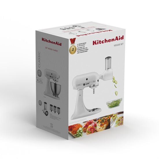 Állványkeverő tállal, 4,3L, szeletelő tartozékkal, Classic, Matte White - KitchenAid