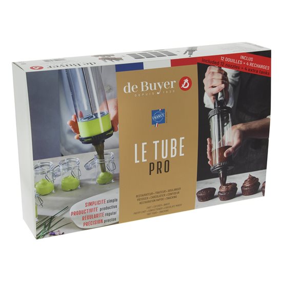 de Buyer - "Le Tube Pro" Tortadíszítő készlet, 4 tubus, 12 díszítőcső