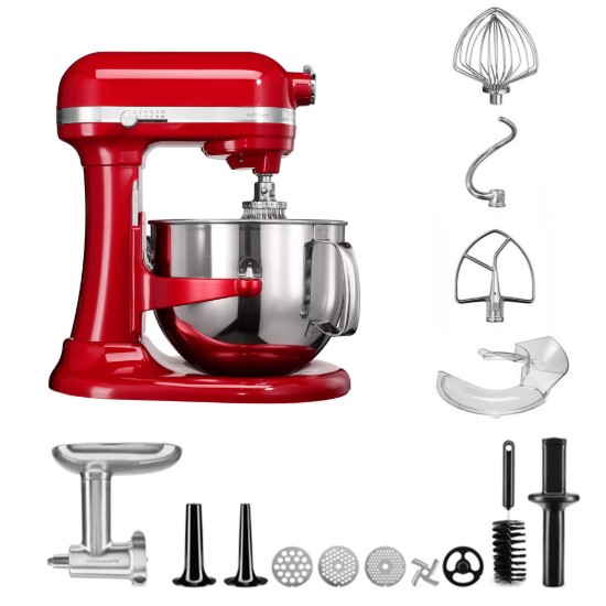 KitchenAid ~ Empire Red -  6,9 literes Artisan konyhai keverő húsdaráló tartozékkal