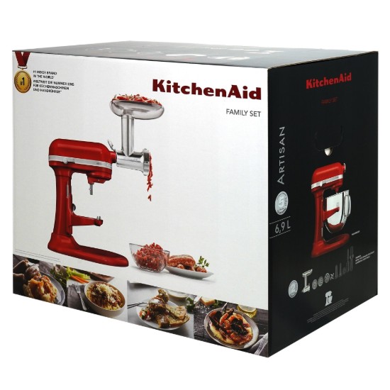 KitchenAid ~ Empire Red -  6,9 literes Artisan konyhai keverő húsdaráló tartozékkal