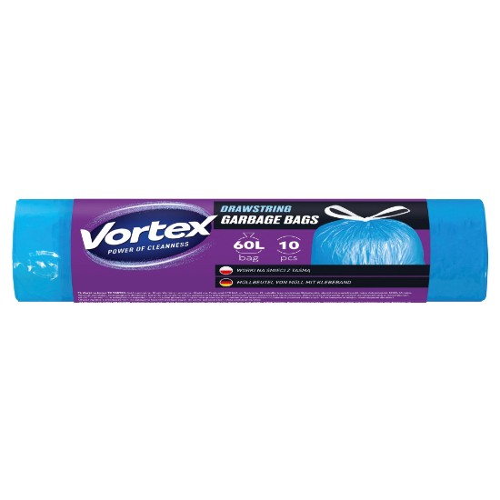 Vortex - Zsinóros szemeteszsákok, 60Lx10 db, Kék