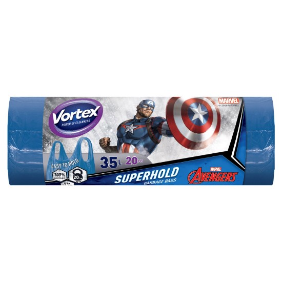 Vortex - Szemetes zsákok füllel, 35Lx20 db, Amerika Kapitány