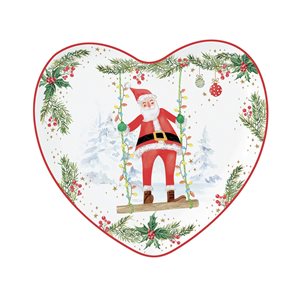 Szív alakú tányér, porcelán, 20x19 cm, "JOYFUL SANTA" - Nuova R2S márka
