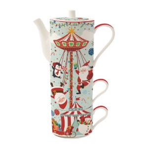 Teás adagolókészlet, porcelán, "SANTA'S CAROUSEL" - Easy Life márka
