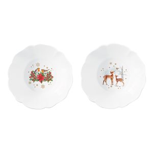 2 db porcelán tál készlet, 14 cm, "CHRISTMAS MELODY" - Nuova R2S