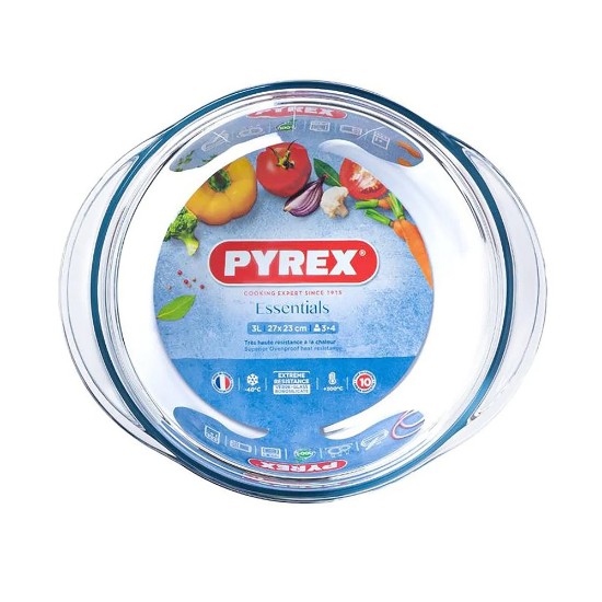 Kerek tányér, hőálló üvegből, 3L, "Essentials" - Pyrex
