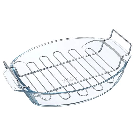 Ovális sütőedény rácsos, hőálló üveggel, 4L, "Ellenállhatatlan" - Pyrex