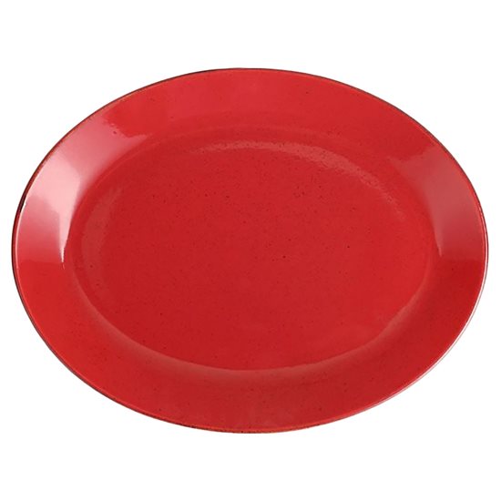 Ovális tányér, porcelán, 31cm, "Északok", Piros - Porland