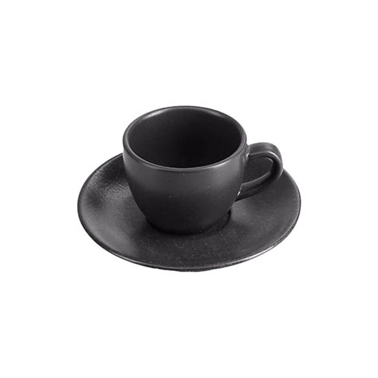 Kávéscsésze csészealjjal, porcelán, 80ml, "Seasons", fekete - Porland