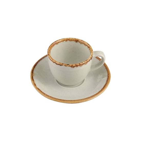 Kávéscsésze csészealjjal, porcelán, "Seasons", 80ml, szürke - Porland