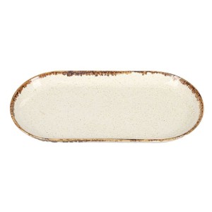 Porland - Porcelántányér, 30x15cm, "Seasons", Bézs