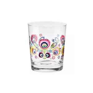 6 részes ivópohár készlet Lowicz modellel, üvegből, 250ml, "Folk" - Krosno