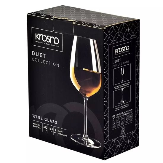 2 részes fehérboros pohár készlet, kristályos üvegből, 460ml, "Duet" - Krosno