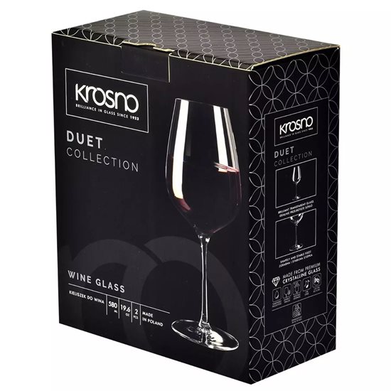 2db borospohár készlet, kristályos üvegből, 580ml, "Duet" - Krosno