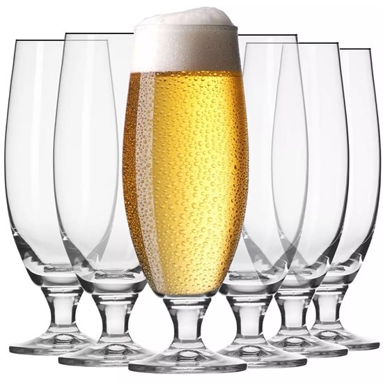 6 részes söröspohár készlet, kristályos üvegből, 500ml, "Elite" - Krosno