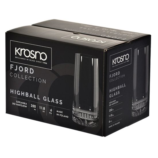 6 részes magas pohár készlet, kristályüvegből, 350ml, "Fjord" - Krosno