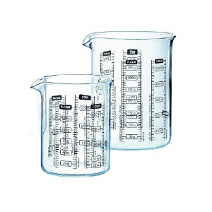 Pyrex - "Classic" 2 db  mércézett bögre boroszilikát üveg, 250 és 500 ml 