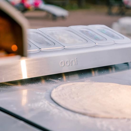 Ooni - Tároló fedővel pizza hozzávalóknak, rozsdamentes acél, 10,8x17,6 cm