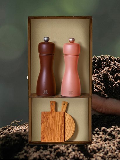 2 db só- és borsdaráló készlet, 15 cm, "Tahiti Earth", Cacao&Nuts - Peugeot