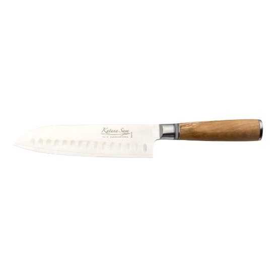 Santoku kés, acél, 18 cm, "Katana Saya" - Grunwerg