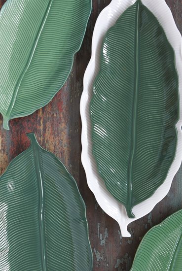Nuova R2S - 47 x 19 cm - es "Világoszöld levelek" porcelán tálca