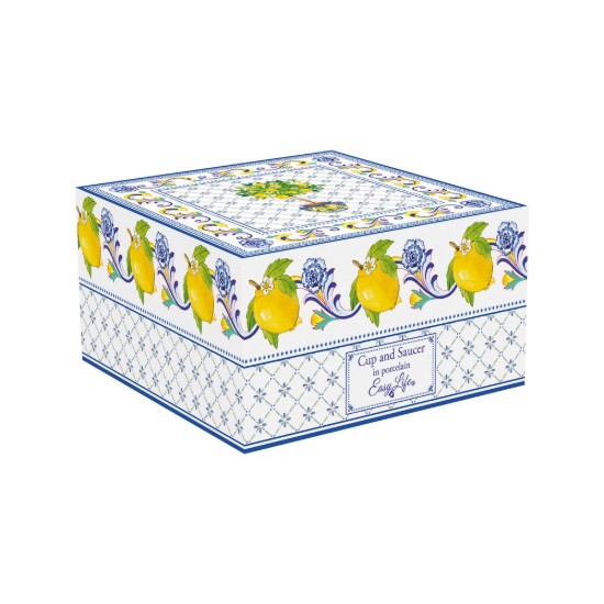 Teáscsésze csészealjjal, porcelán, 240 ml, Positano - Easy Life