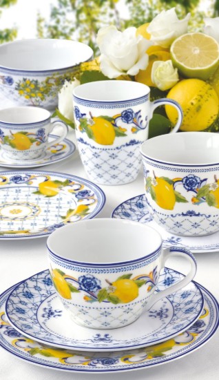 Teáscsésze csészealjjal, porcelán, 240 ml, Positano - Easy Life