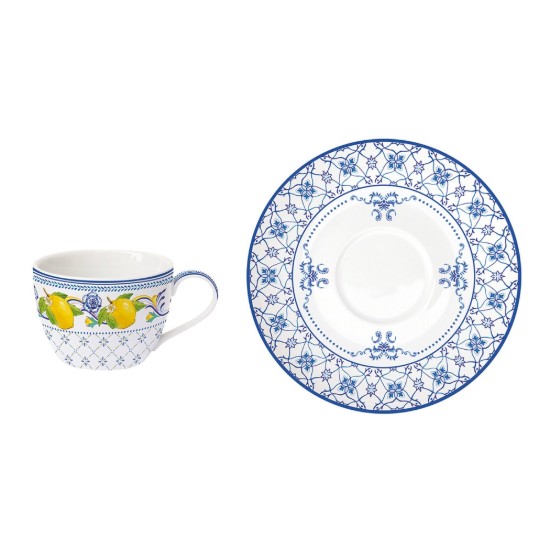 Teáscsésze csészealjjal, porcelán, 240 ml, Positano - Easy Life