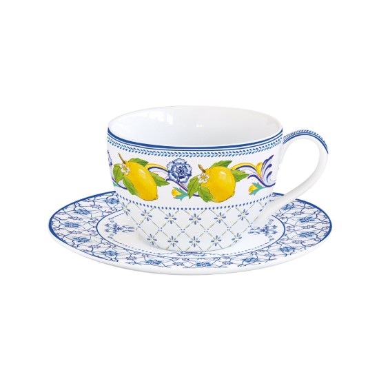 Teáscsésze csészealjjal, porcelán, 240 ml, Positano - Easy Life