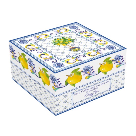 2 db kávéscsésze készlet csészealjjal, porcelán, 110 ml, "Positano" - Easy Life