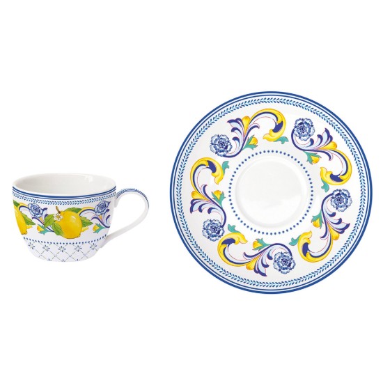 2 db kávéscsésze készlet csészealjjal, porcelán, 110 ml, "Positano" - Easy Life