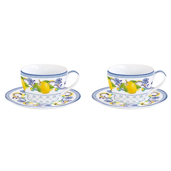 2 db kávéscsésze készlet csészealjjal, porcelán, 110 ml, "Positano" - Easy Life