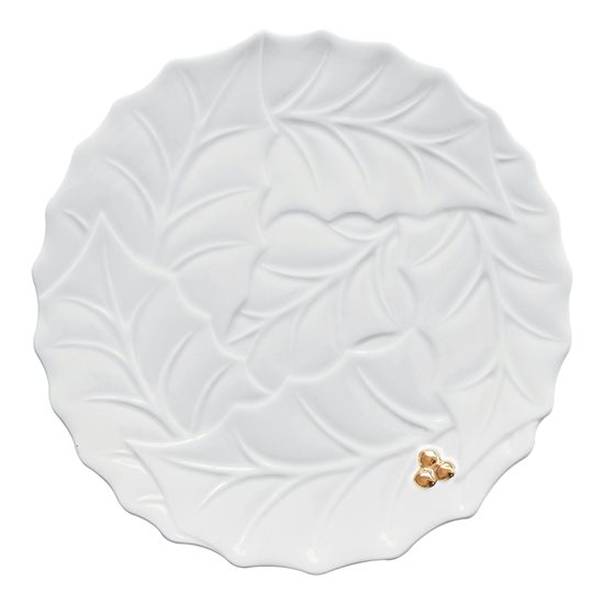 Nuova R2S - 30 cm -es "HOLLY&BERRIES WHITE" porcelán tálalótálca