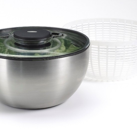 Saláta fonó, rozsdamentes acél, 26cm/5L - ​​OXO