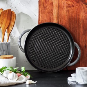 Grill serpenyő, öntöttvas, 30 cm, Graphite Grey - Staub