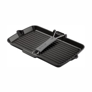 Négyszögletes grillserpenyő, öntöttvas, 34x21 cm, Black - Staub