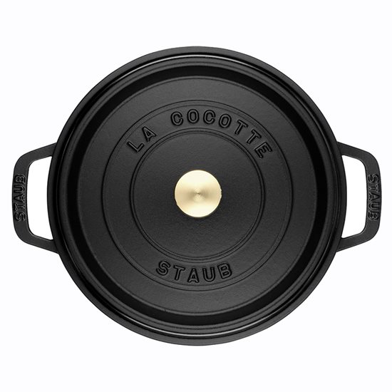 Staub ~ 34 cm / 12,6 literes Black - kerek Cocotte öntöttvas fazék