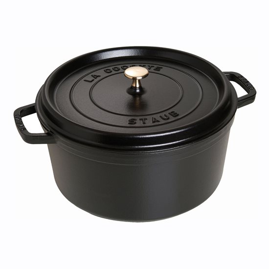 Staub ~ 30 cm / 8,35 literes Black Matte- kerek Cocotte öntöttvas fazék