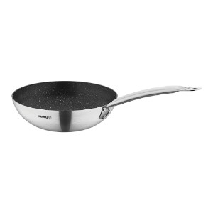 Tapadásmentes wok serpenyő, rozsdamentes acél, 30cm/4,3L, "Gastro" - Korkmaz