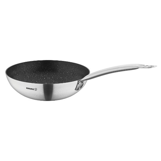 Tapadásmentes wok serpenyő, rozsdamentes acél, 32cm/5L, "Gastro" - Korkmaz