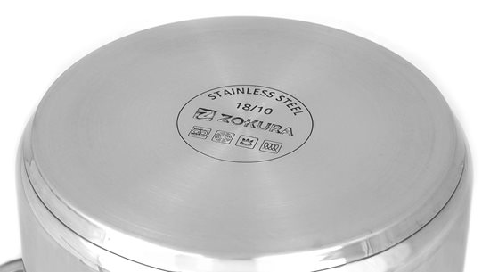 Tésztafőző edény, fedővel, rozsdamentes acél, 22cm/6L - Zokura