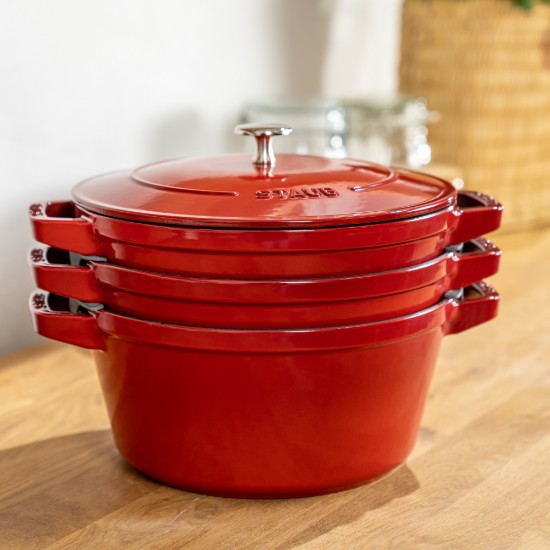 3 részes Cocotte edénykészlet, öntöttvas, Cherry - Staub