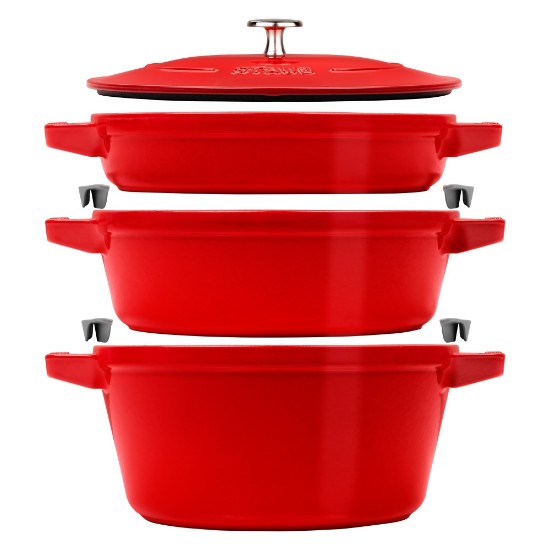 3 részes Cocotte edénykészlet, öntöttvas, Cherry - Staub